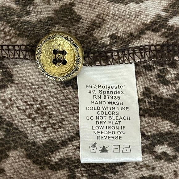 Simonton Says Snakeskin Brown Metalic Tunic Top SZ XL - Picture 11 of 11